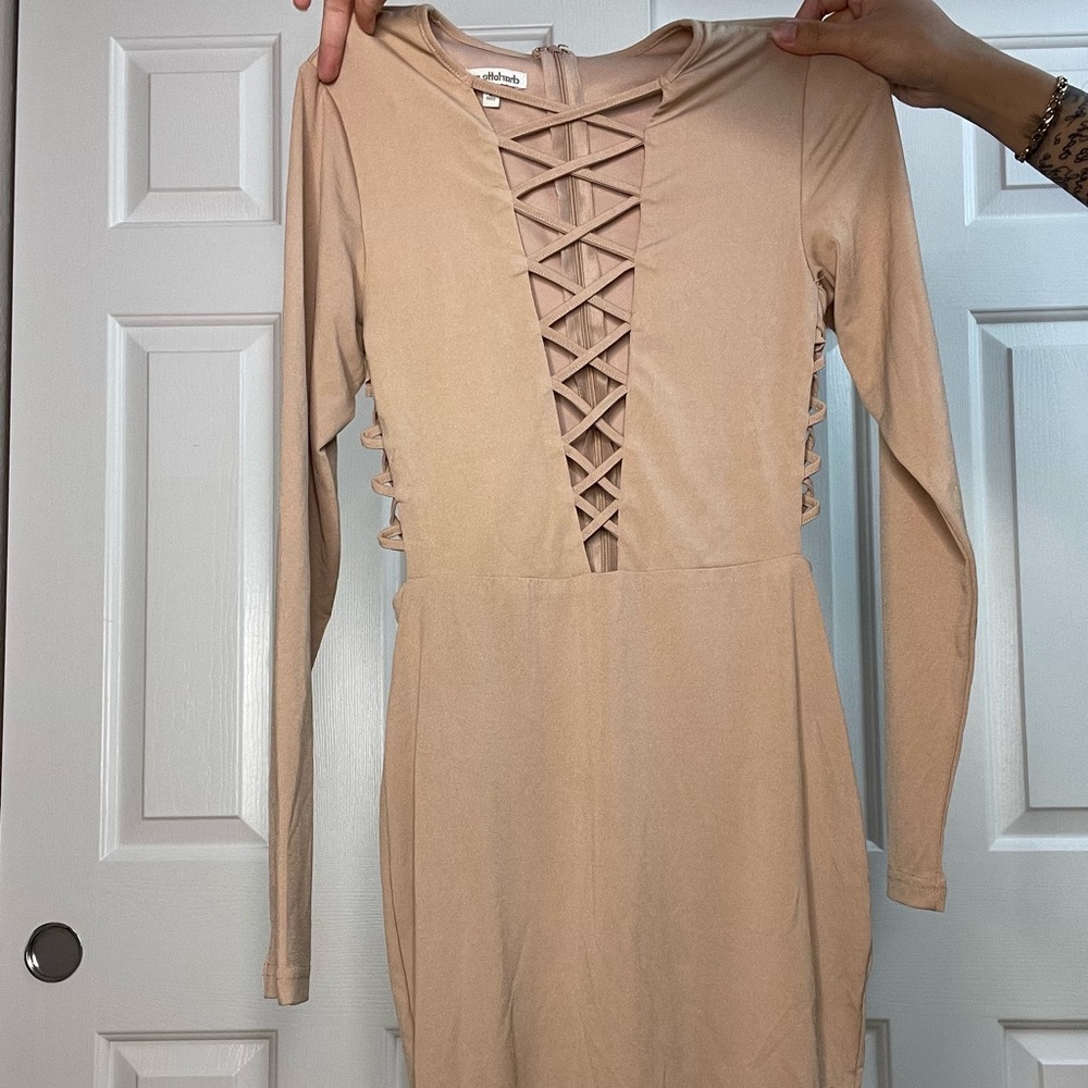 Criss cross cut out bodycon dress